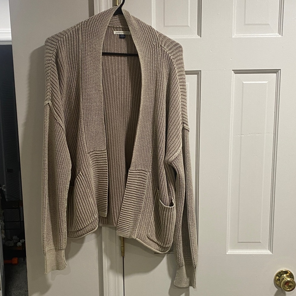 Cozy Beige Open-Front Sweater